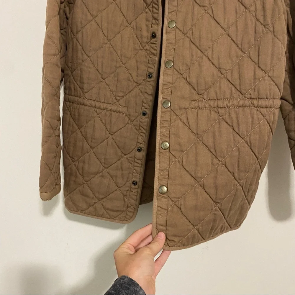 J. Crew Tan Quilted Snap Button Jacket size Small